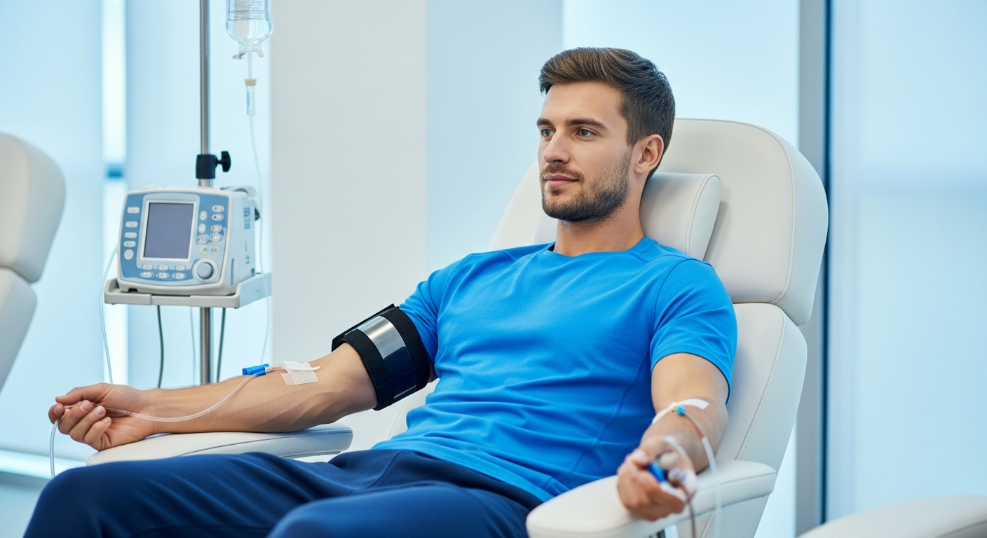 A guest resting during an IV therapy session